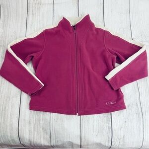 L.L. Bean Women’s Pink and Cream Vintage Fleece Jacket Size Large